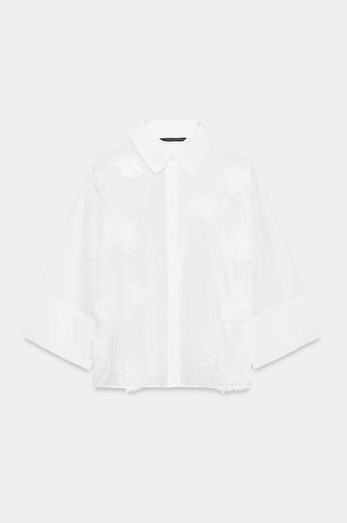 Zara Flowing Shirt With Embossed Flowers