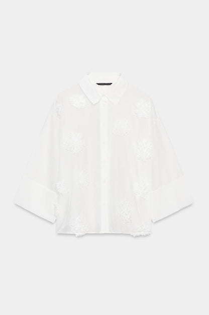 Zara Flowing Shirt With Embossed Flowers