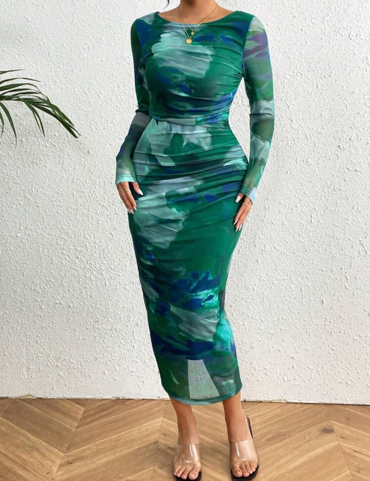 SHEIN Prive Ladies Tie Dye Pleated Dress