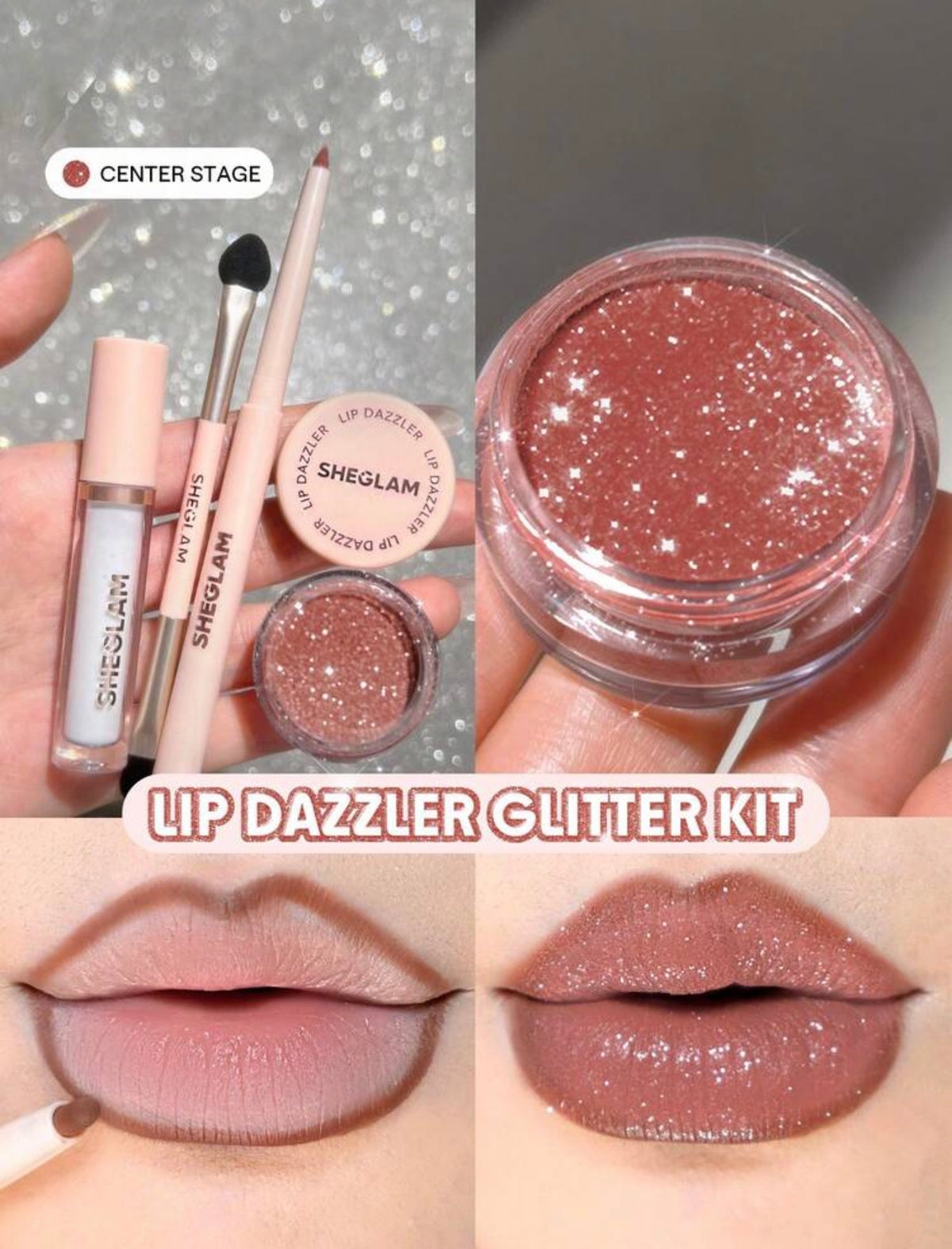 Sheglam Lip Dazzler Glitter Kit Center Stage
