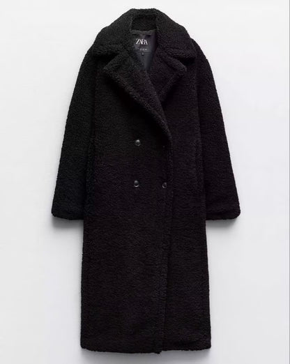 ZARA Faux Sherling  Double Breasted Long Coat