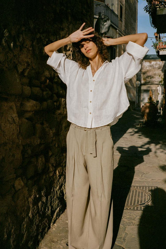 ZARA Wide Leg Trouser With Belt- Mid Camel