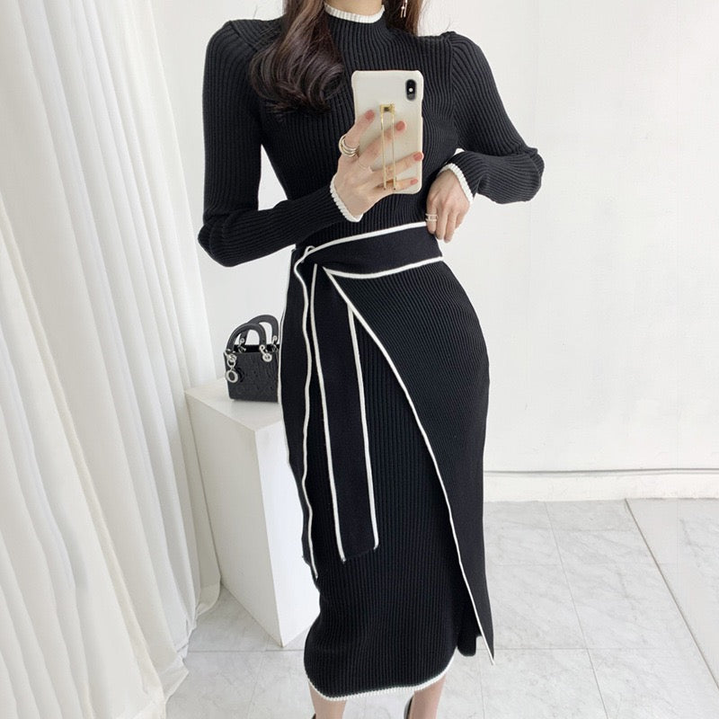 SHEIN Turtle Neck Knitted Sweater Dress