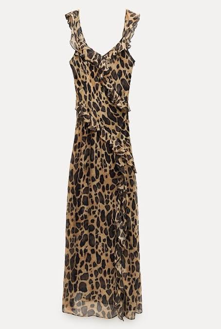Zara Leopard Ruffled Dress