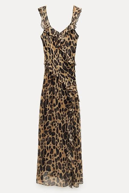 Zara Leopard Ruffled Dress