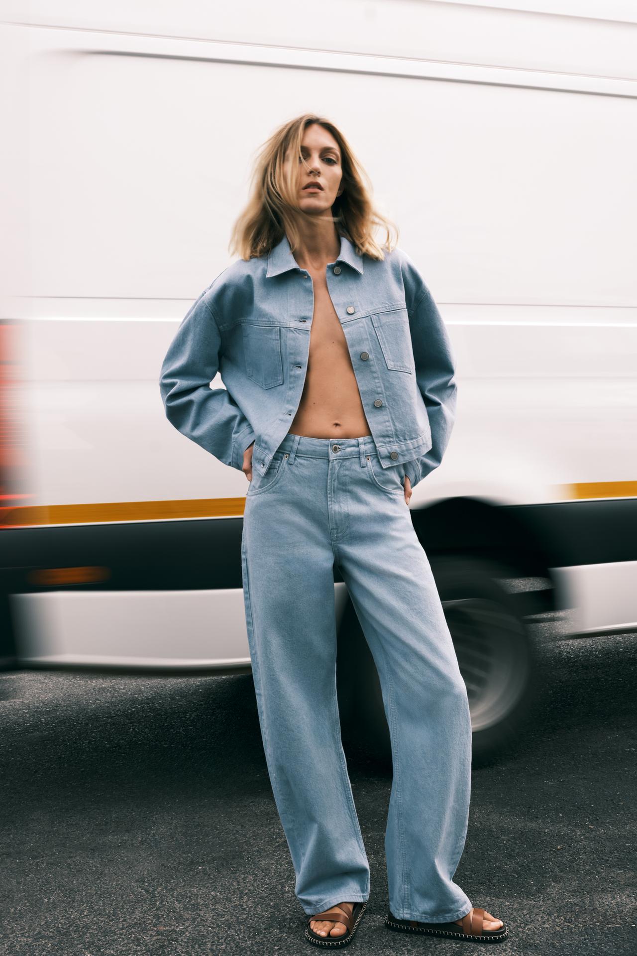 ZARA ZW Collection Pocket Jacket-Light Blue