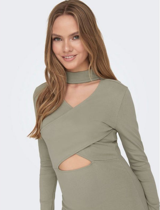 NEW LOOK Only Pale Grey Jursey Cut Out Midi Dress