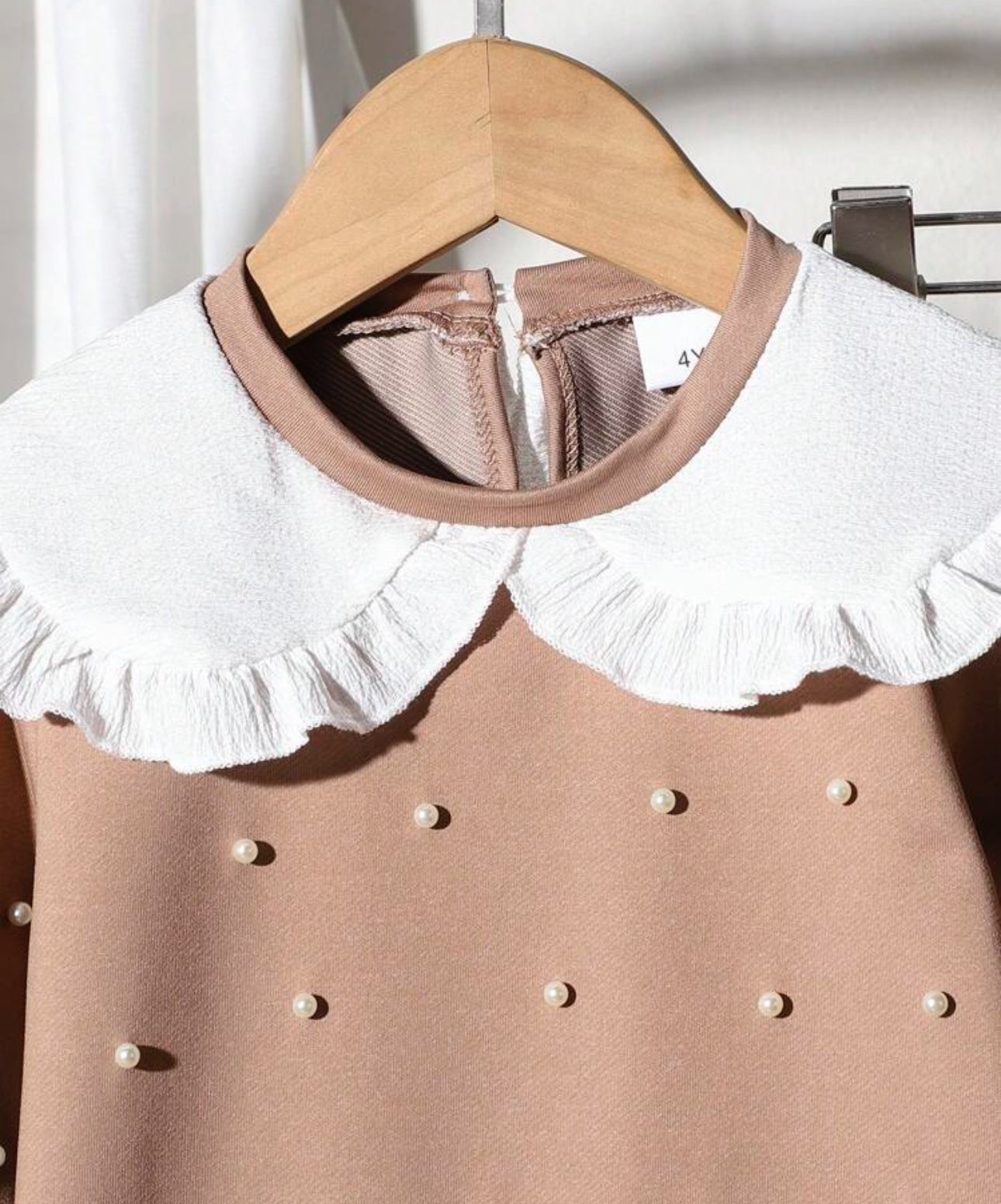 SHEIN Young Girls Casual Contrast Collar Peter Pant Colar