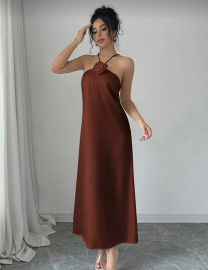 Shein Halter Neck 3D floral Dress