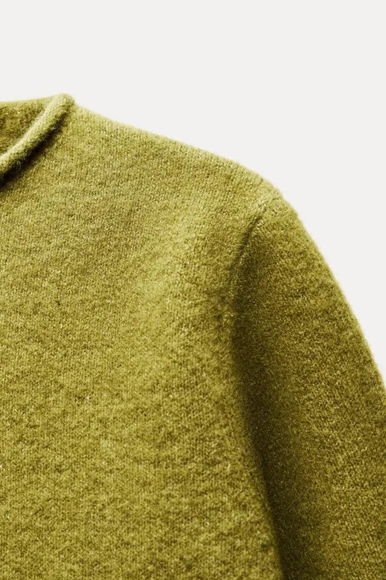 ZARA soft Knit Short Sleeve Sweatshirt-Green