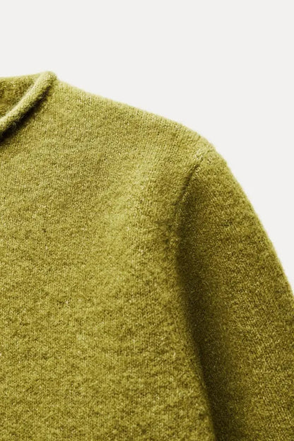 ZARA soft Knit Short Sleeve Sweatshirt-Green