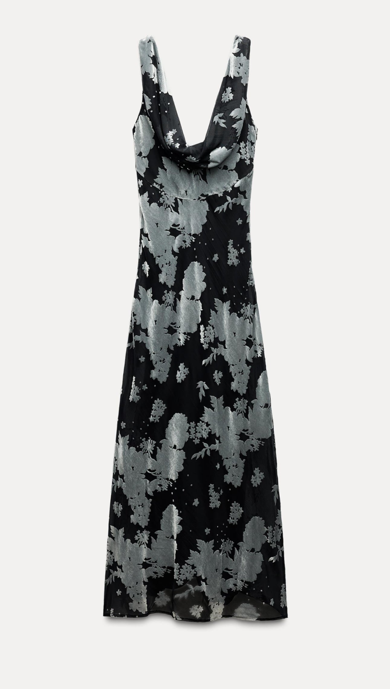 ZARA Long Velvet Dress - Blue / Black