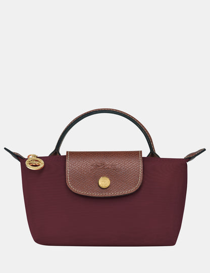 LONGCHAMP Le Pliage Mini Pouch Bag with Strap- Burgundy