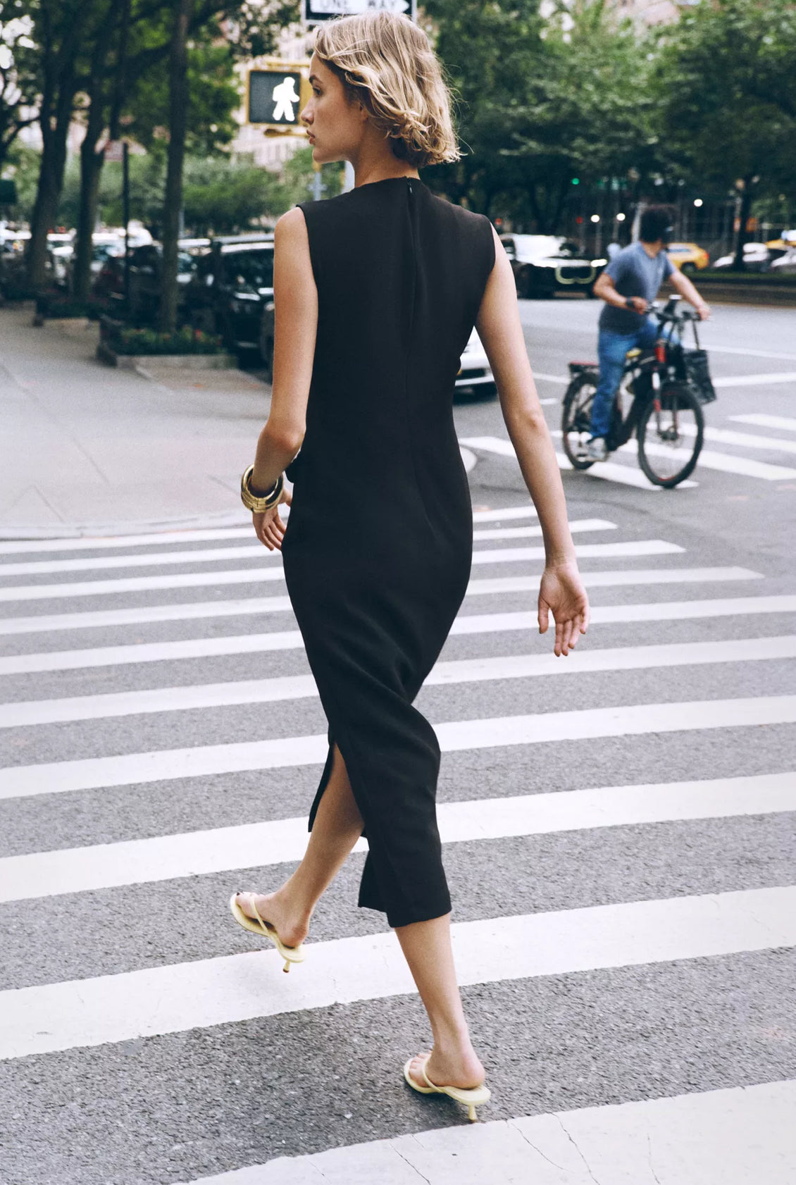 Zara Belted Crepe Midi Dress Black