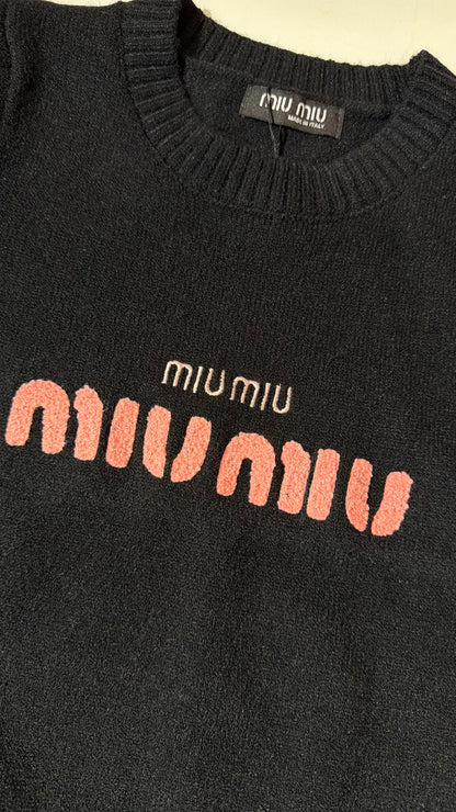 Miu Miu knitted Embroidered Crewneck-Black (Dupe)
