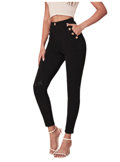 SHEIN Prive button skinny pants