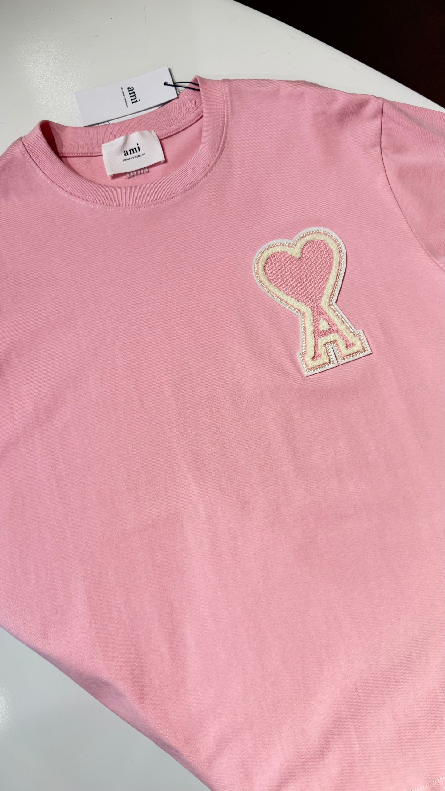 Ami Paris Loose Fit T Shirt-Pink