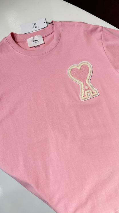 Ami Paris Loose Fit T Shirt-Pink