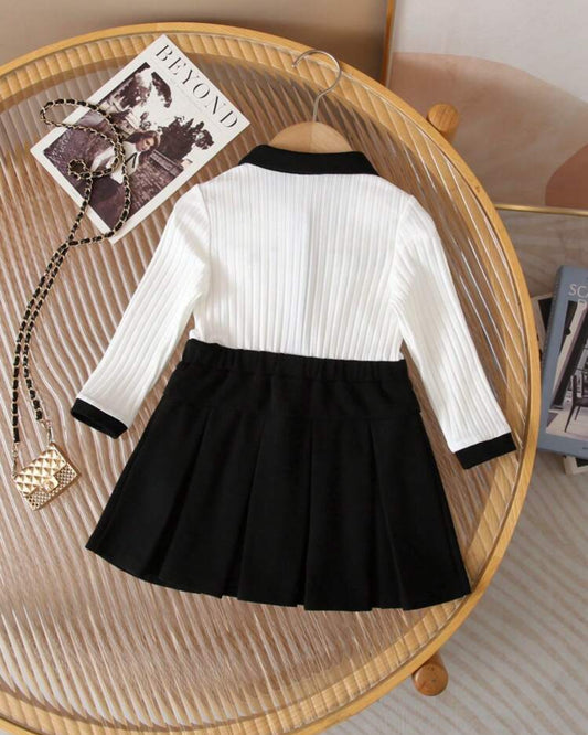 SHEIN Baby Girls Adorable Knitted Colorblocked Metal  Button