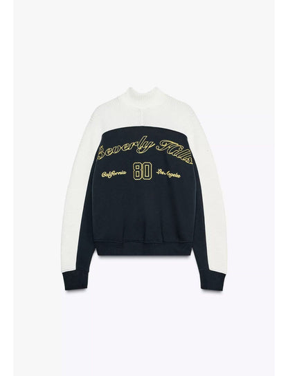 ZARA contrast Chunky Knit Sweatshirt