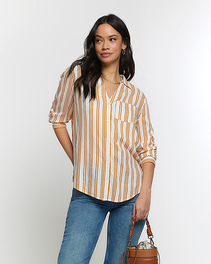 River Island Yellow stripe long sleeve shirt (UK size)