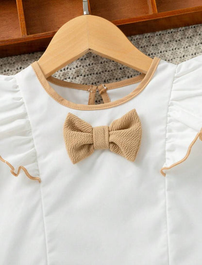 SHEIN Young Girls Two Piece Set Consisting Of Colorblocked Top
