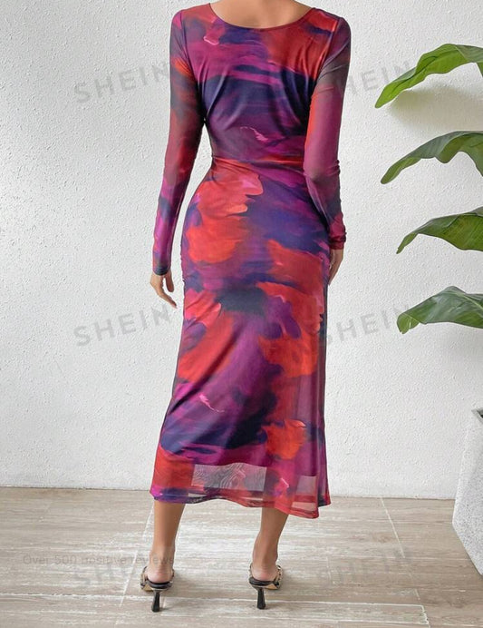 SHEIN Bae All over Print Dress