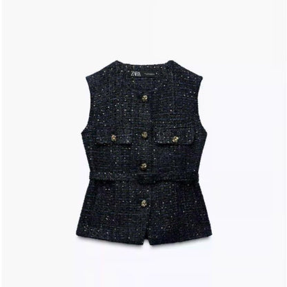 ZARA Belted Sequin Structured Vest