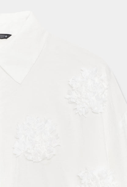 Zara Flowing Shirt With Embossed Flowers