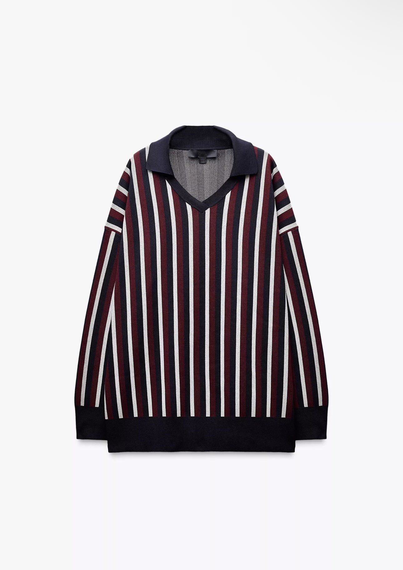 ZARA Striped Polo Neck Jumper-Multicolored