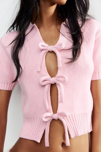 ZARA Knit Top With Bows