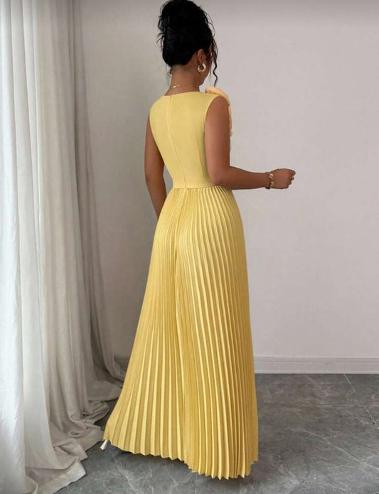 Shein Cream Yellow Crossed V Neck Dress
