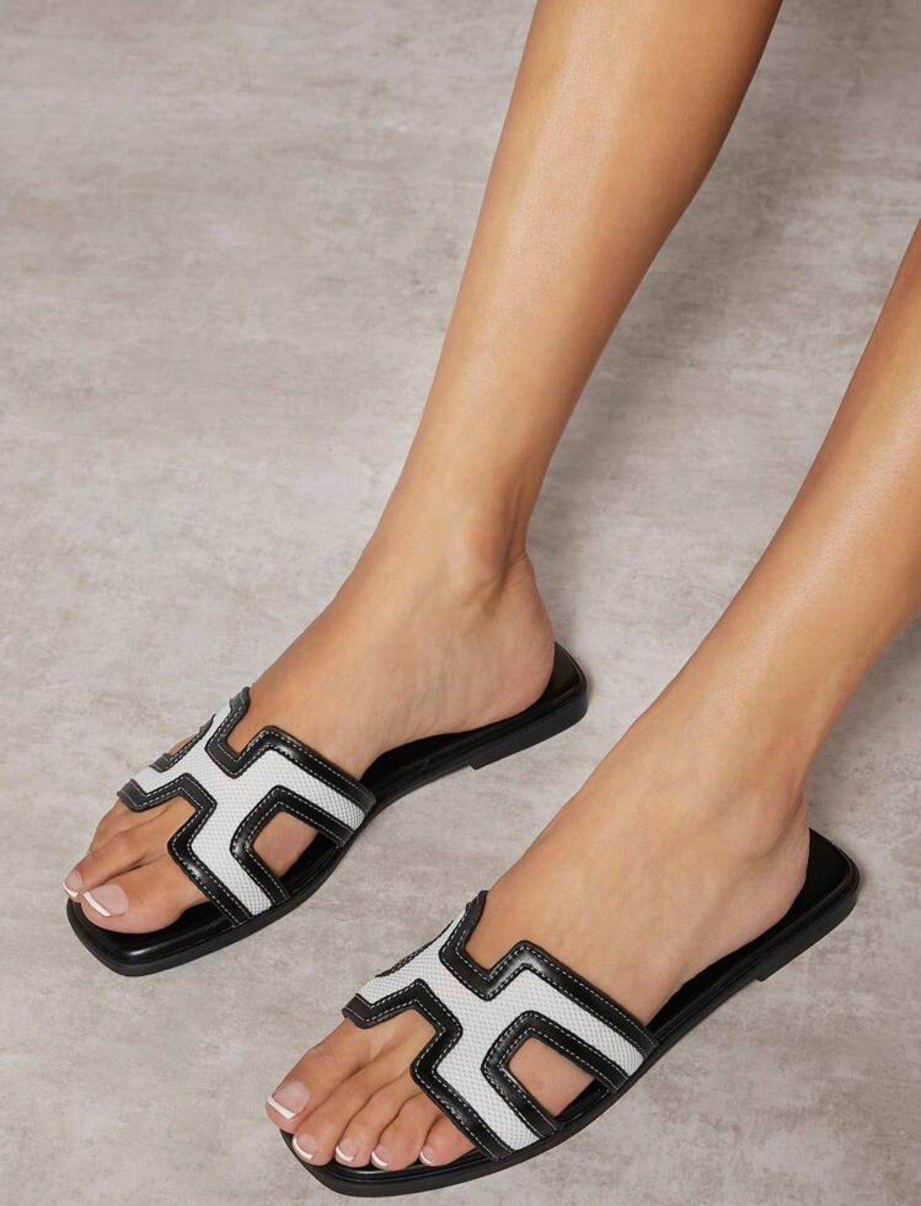 Shein Shuzia Women Luxe Inspired Harness Cutout Open Toe Timeless Flats