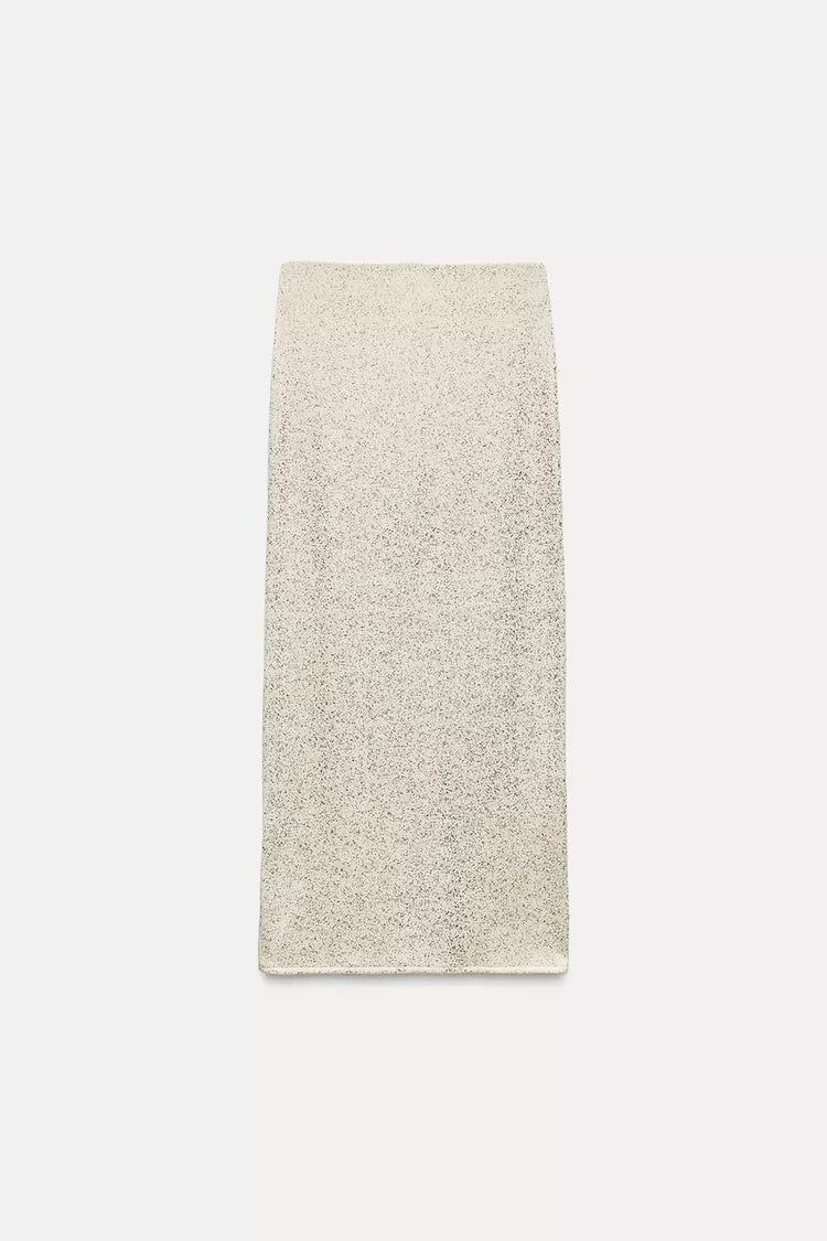ZARA Rustic Skirt With Metalic Thread -Golden