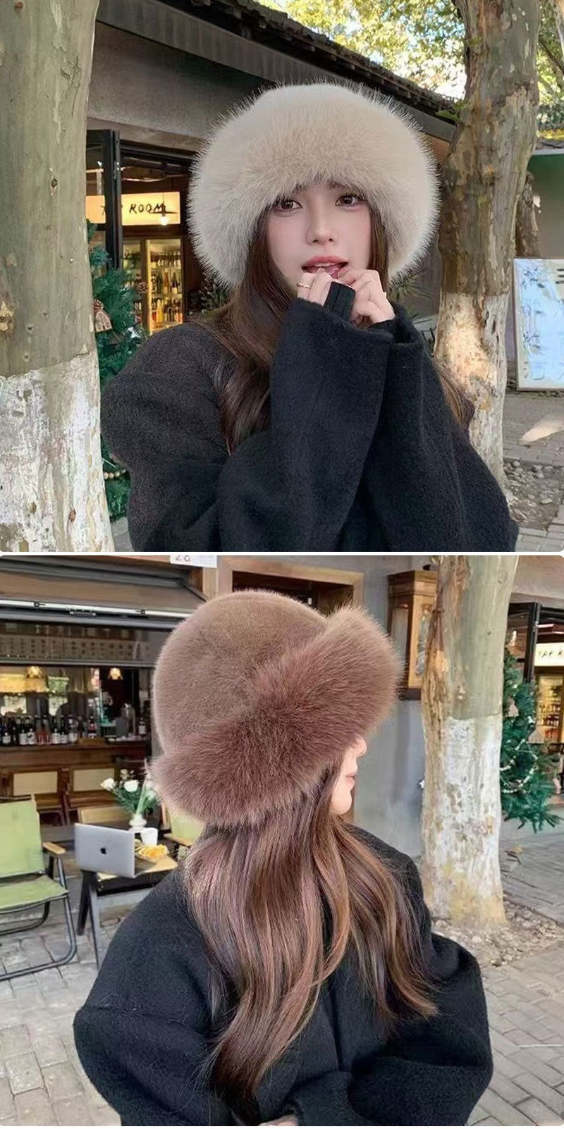 SHEIN WOOL CAP black/brown/beige