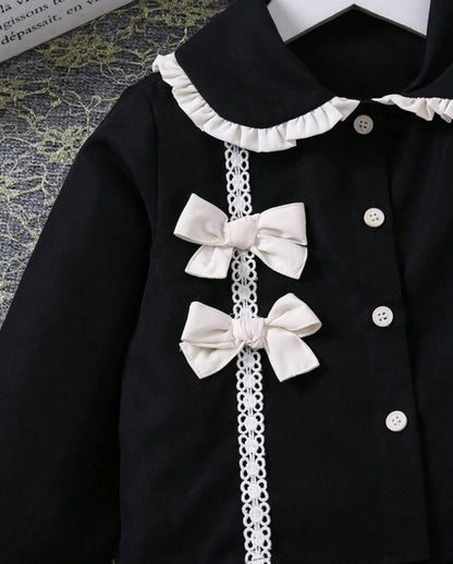 SHEIN Young Girls elegent Black And White Collared Top