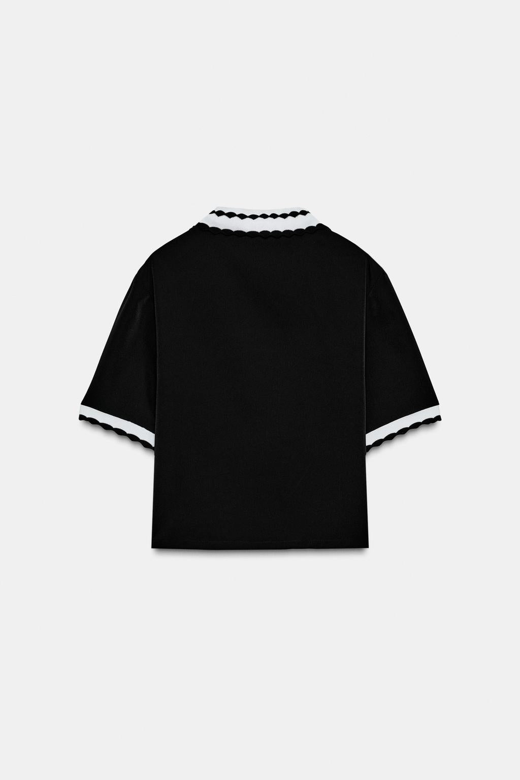 Zara Contrast Polo Top