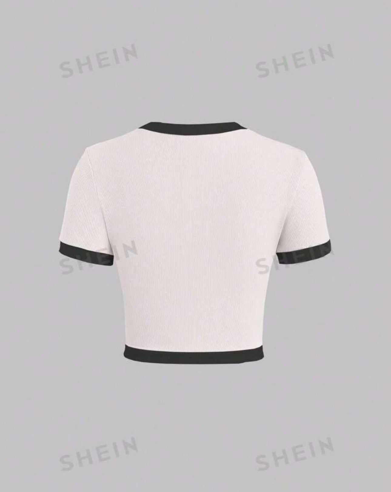 SHEIN Mod Women Contrast Color Buon Décor Lace Up Round Neck