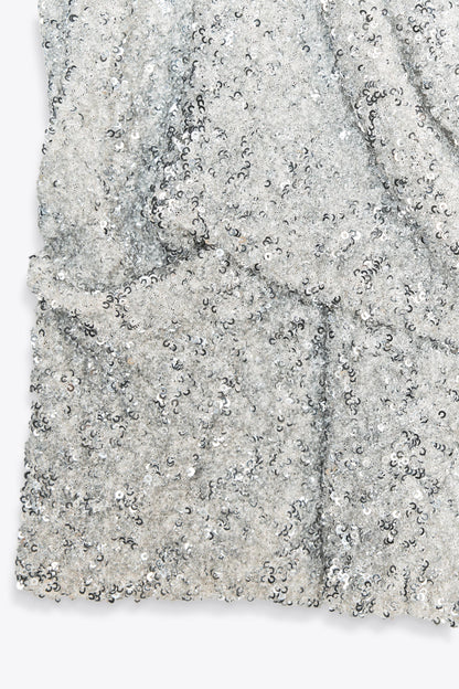 Zara Silver Halter Top Sequinned