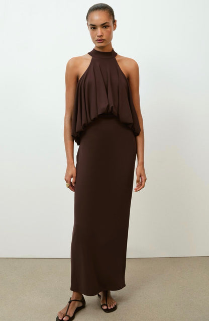 Zara Baloon Halter Dress Brown