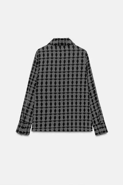 ZARA Geometric Print Shirt - Back / Ecru