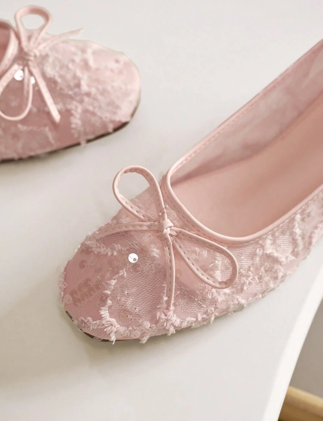 Shein Cuccoo Hitchd Women Round Toe Comfortable Bow Sequin Flat Ballet