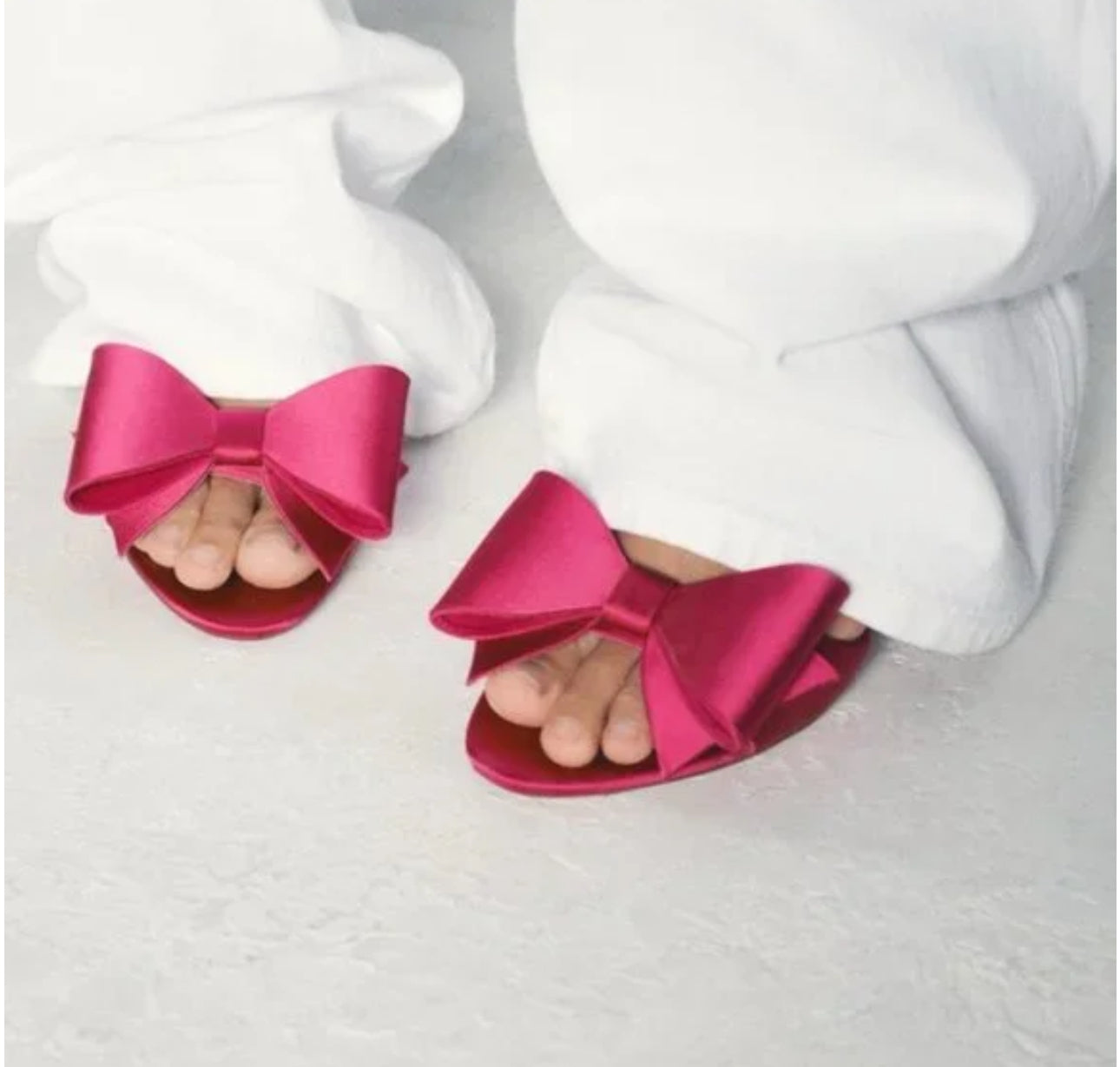 ZARA Satin Heeled Sandals With Bow-Pink
