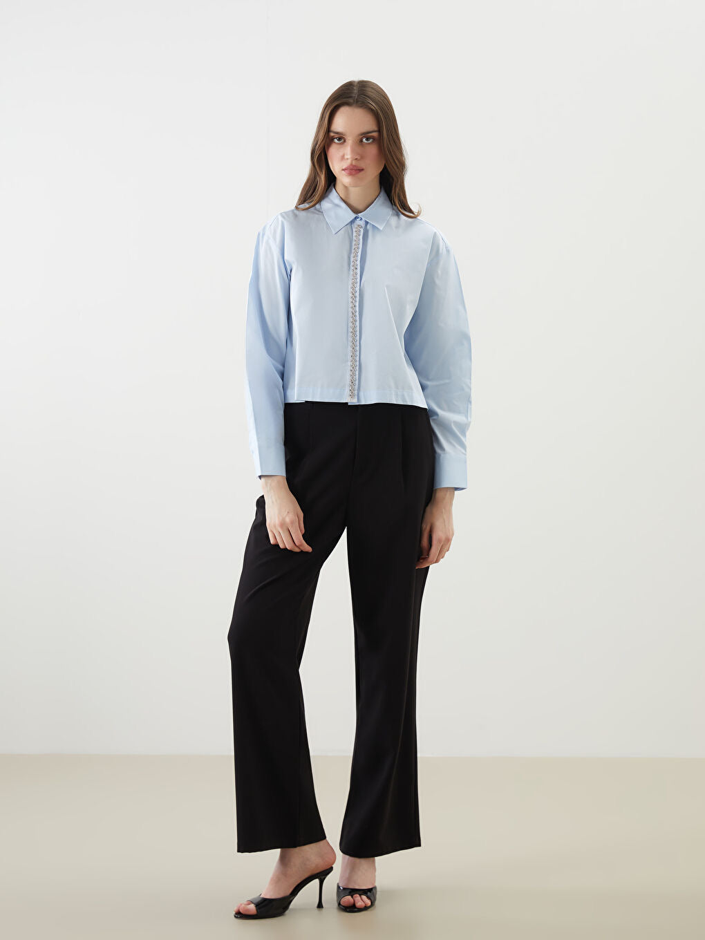 Zara Jewel Poplin Crop Shirt