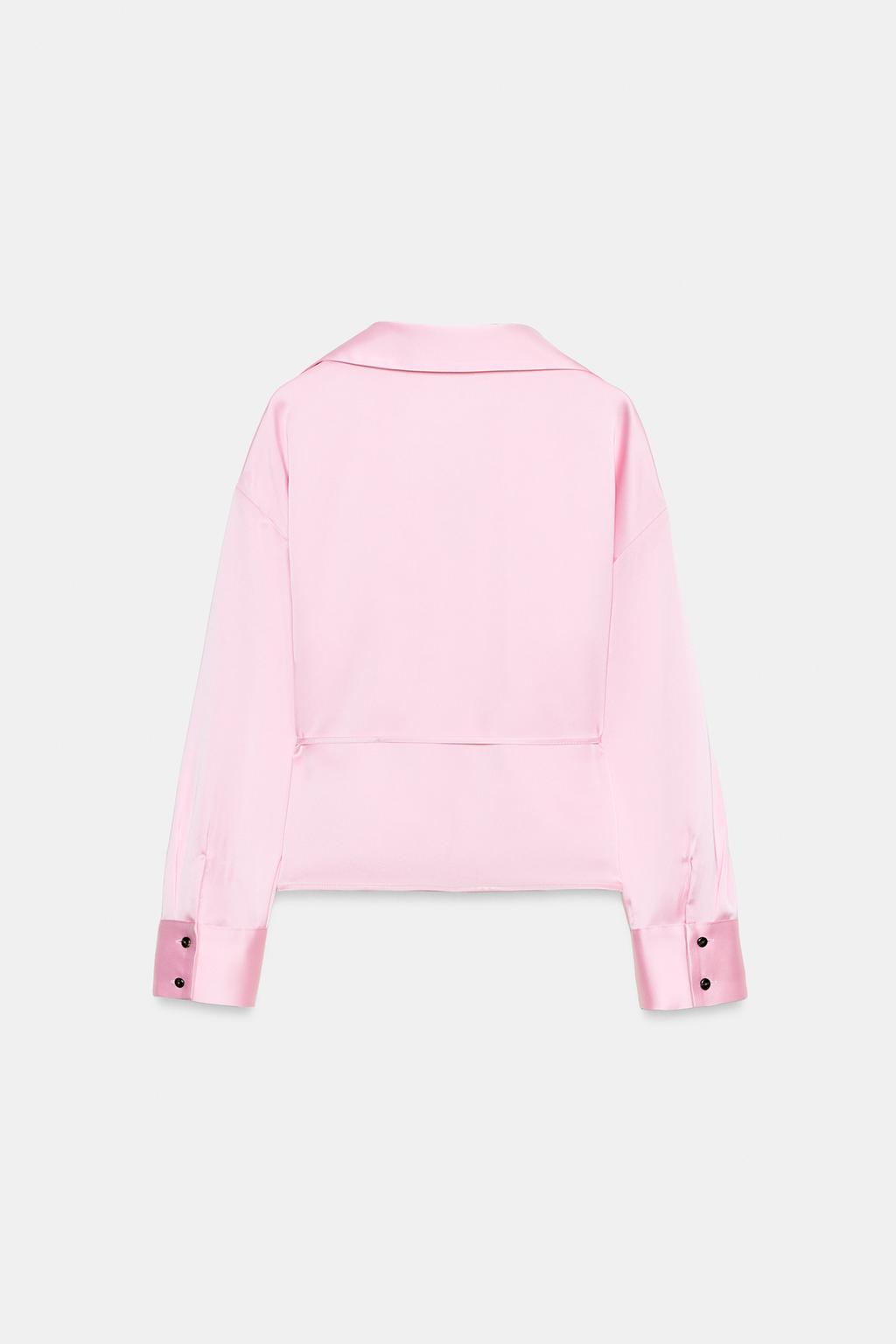 Zara Satin Blouse With Thin Belt