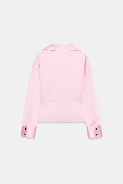 Zara Satin Blouse With Thin Belt