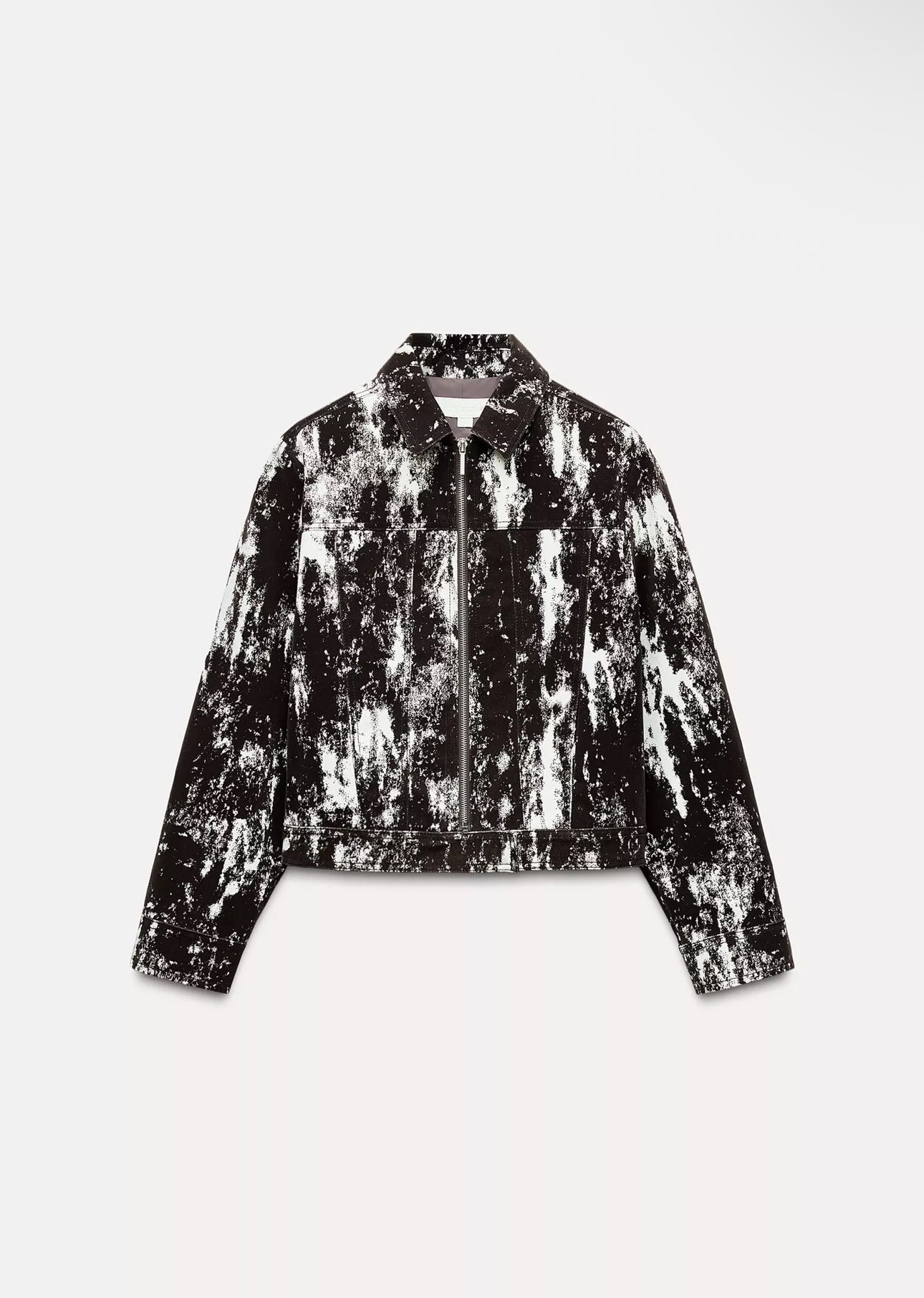 ZARA Animal Print Flocked Jacket-Brown/White