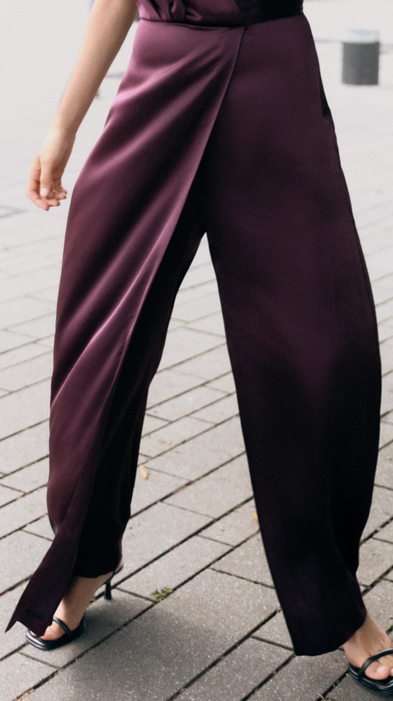 ZARA Halter Gathered Jumpsuit - Aubergine