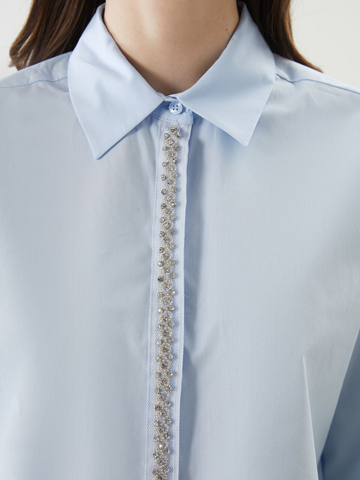 Zara Jewel Poplin Crop Shirt