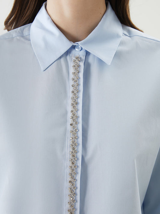 Zara Jewel Poplin Crop Shirt
